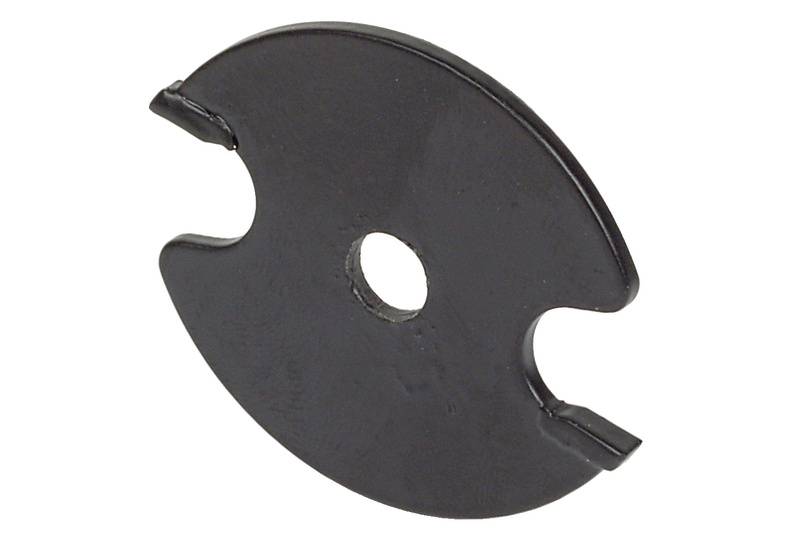 Pièce en plastique noir, ronde, avec un trou central, ressemblant à un entretoise ou un joint d'écartement.