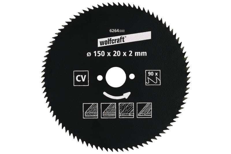Lame de scie circulaire Chrome-Vanadium Wolfcraft 6255000 127 x 12.75 mm Nombre de dents: 80 1 pc(s)
