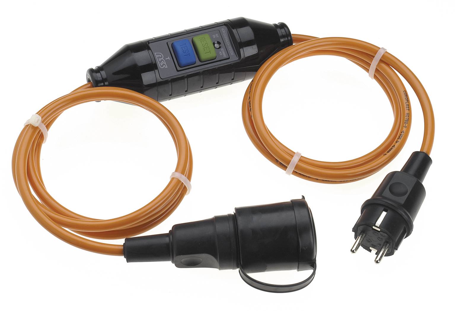 Bachmann 341.880 Câble de rallonge - protection des personnes PRCD 230 V orange, noir