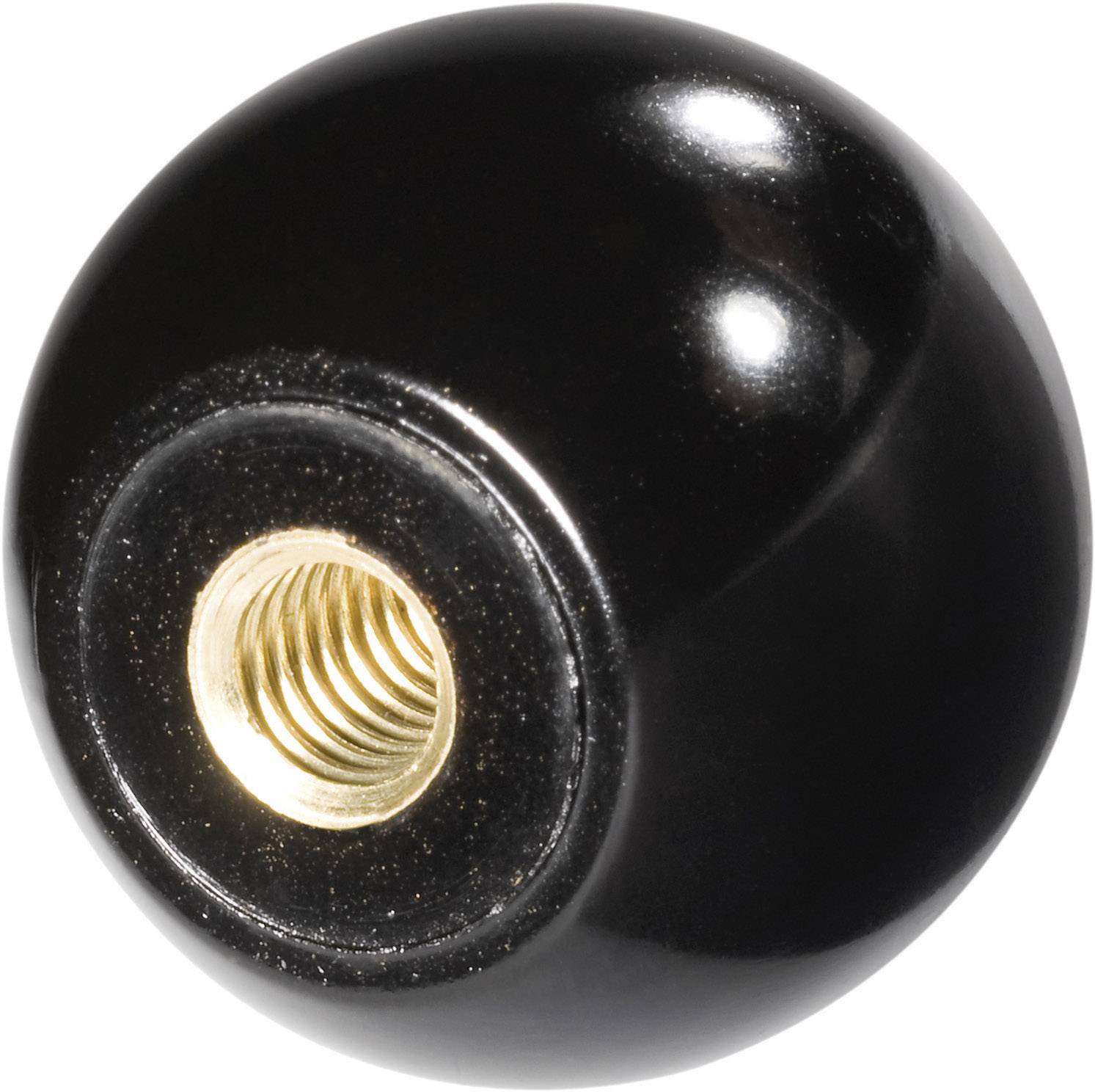 Boutons boule M6 TOOLCRAFT 319 (Ø) 25 mm Plastique noir; Douille filetée : laiton 25 mm