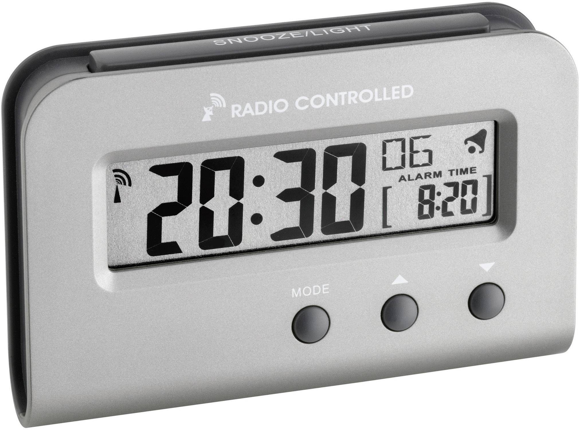 TFA Dostmann 60.2513.54 radiopiloté(e) Réveil argent