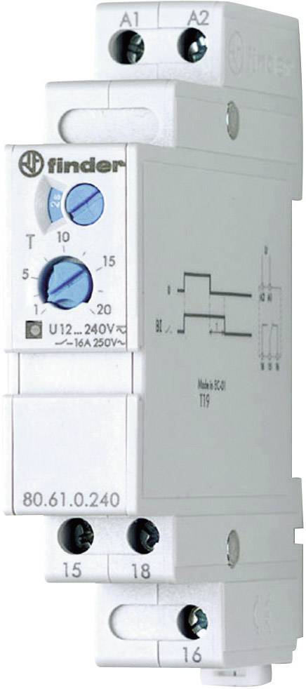 Finder 80.61.0.240.0000 80.61.0.240.0000 Relais temporisé monofonction 1 pc(s) Plage temporelle: 0.1 - 20 s 1 inverseur (RT)
