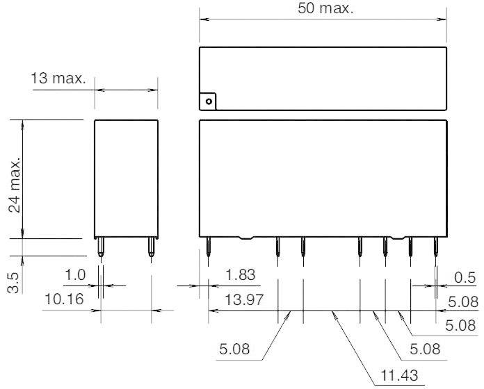 Idec RF1V-5A1BL-D24 Relais pour circuits imprimés 24 V/DC 6 A 5 NO (T), 1 NF (R) 1 pc(s)