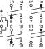 Schéma de câblage d'un système électrique avec des points de connexion numérotés et des connexions illustrant différents circuits électriques.
