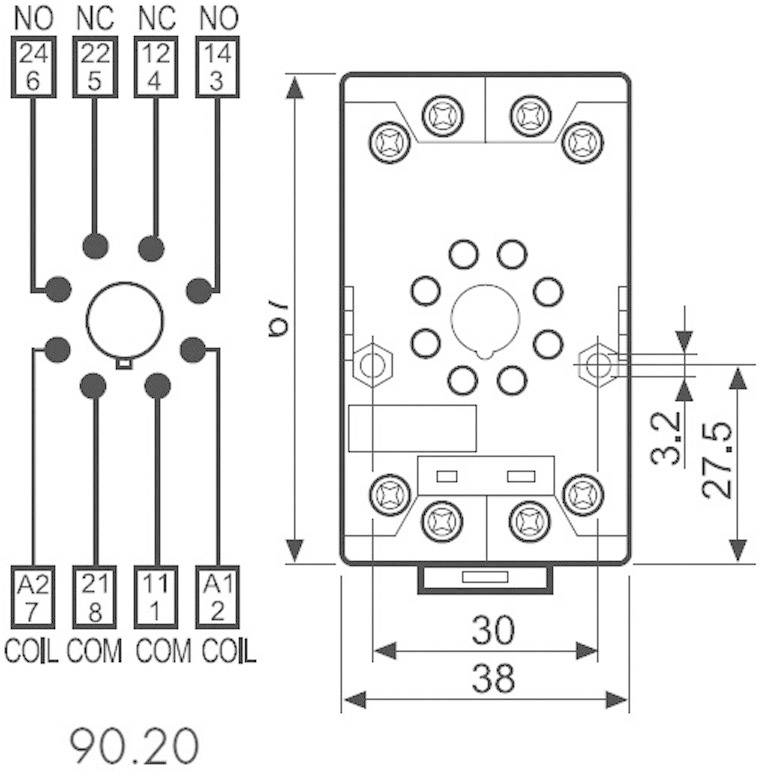 Schéma de circuit électrique avec répartition des bornes.