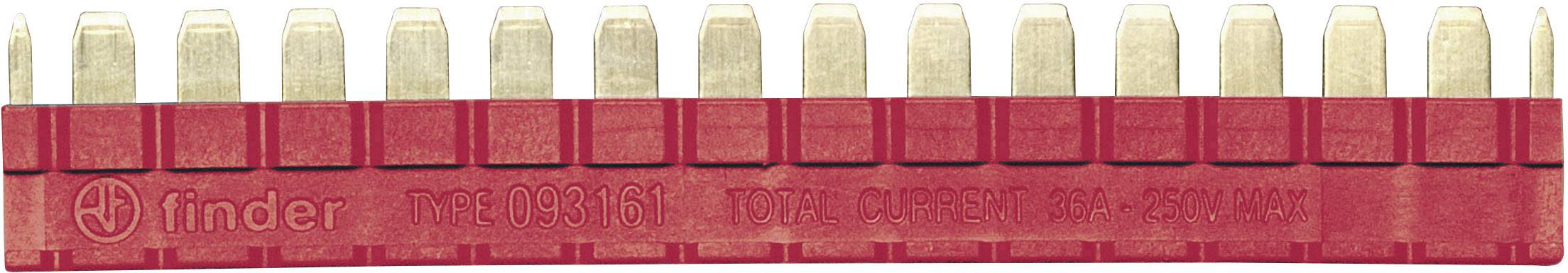 Barrette de connexion rouge, longue et en plastique, avec des bornes métalliques dorées, souvent utilisée comme connecteur électrique dans les installations électriques.