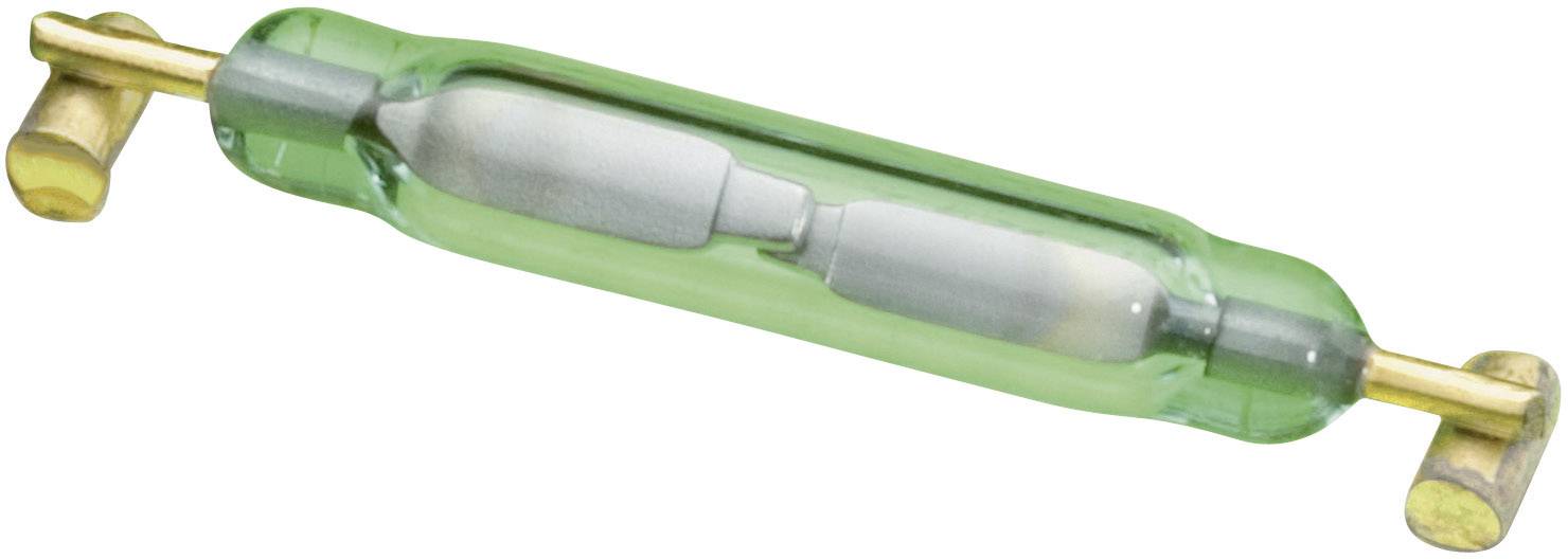 Ein grüner Glaskolben mit Messingstangen und einem silbernen, zylinderförmigen Innenbauteil, das ein Teil eines mechanischen Systems zeigt.