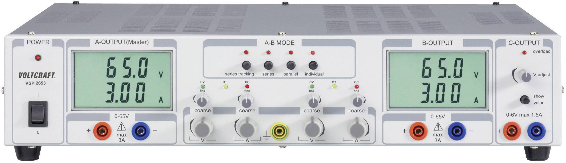 Alimentation de laboratoire réglable 2x 0,1 - 65 V/DC 3A et 0 - 6 V/DC 1,5A Voltcraft VSP 2653