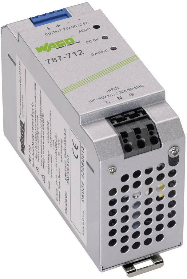 Un module d'alimentation de la marque 'WAGO', modèle 787-712, offrant une sortie de puissance de 24V DC à 2,5A.