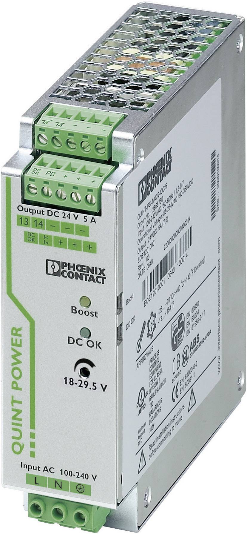 Alimentation rail DIN Phoenix Contact QUINT-PS/1AC/24DC/5 29.5 V/DC 5 A 120 W 1 x