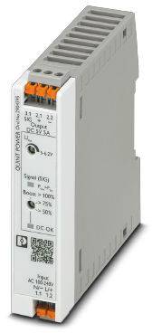 Unité d'alimentation électrique compacte avec entrées et sorties, affichant les niveaux de signaux et les états de fonctionnement, idéale pour les applications industrielles.
