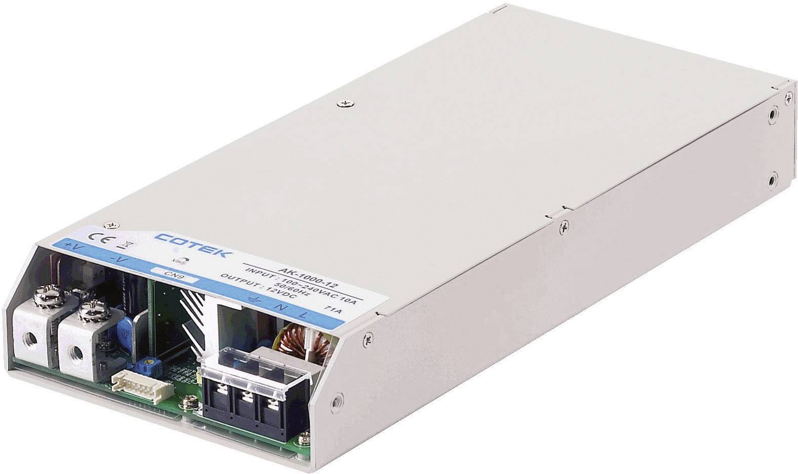 Un bloc d'alimentation rectangulaire de marque Cotek, destiné aux applications industrielles, présente divers connecteurs et composants sur sa face avant.
