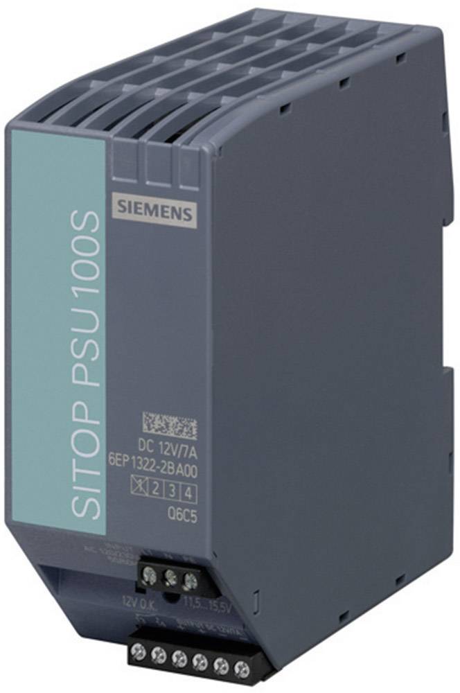 Un module d'alimentation Siemens SITOP PSU100S gris avec des spécifications sur le devant ; il fournit une tension de sortie continue de 12V/4A.