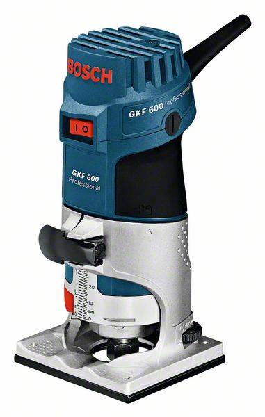 Défonceuse Bosch GKF 600 Professional, compacte et maniable, idéale pour le fraisage précis des chants et des profils dans le bois.