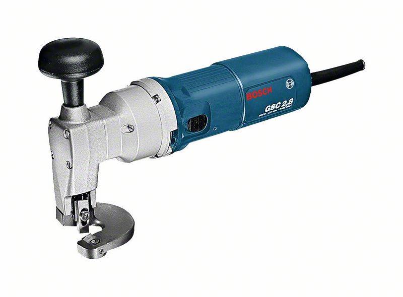 Outil électrique Bosch, modèle GSC 2.8, pour la coupe de métaux. Maniable avec une poignée ergonomique et un câble.