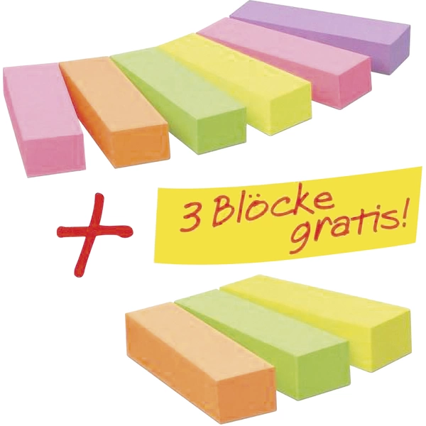 Post-it Bandes adhésives 670-6+3 15 mm x 50 mm rose fluorescent, vert fluorescent, jaune fluorescent, orange fluorescent, violet Post-it Bandes adhésives 670-6+3 15 mm x 50 mm rose fluorescent, vert fluorescent, jaune fluorescent, orange fluorescent, violet