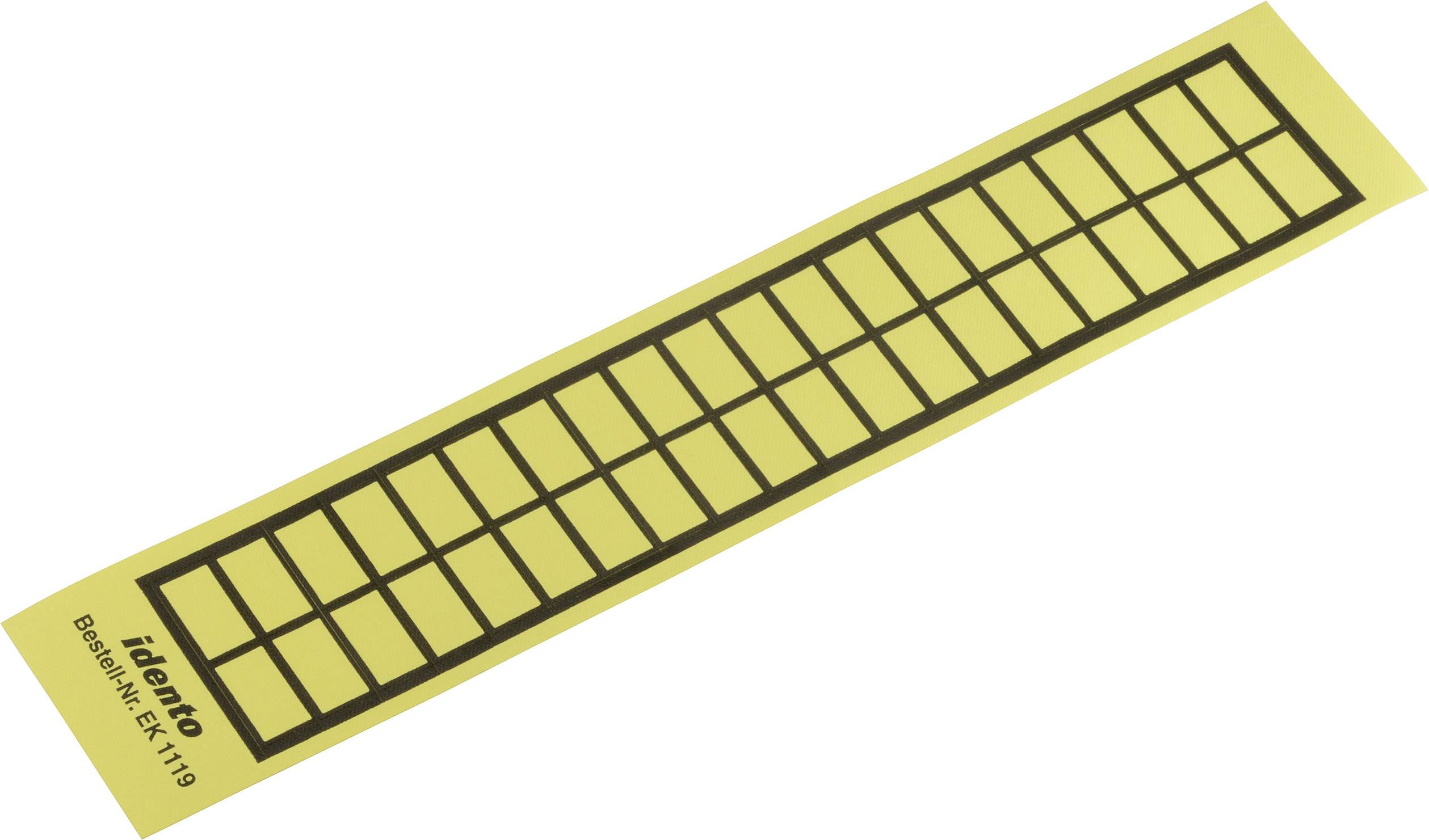 Bande jaune avec 40 petits rectangles noirs en rangées. Inscription en bas à gauche avec 'idealco' et 'Marque de sol KT-1113'.