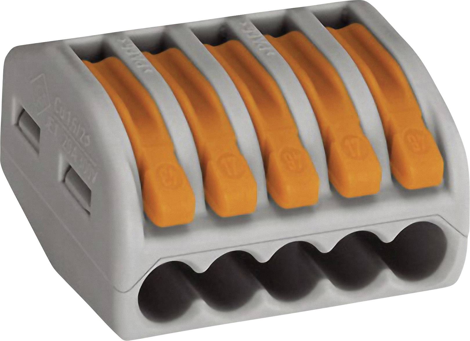 Borne de raccordement WAGO 222-415-10 flexible: 0.08-4 mm² rigide: 0.08-2.5 mm² Nombre de pôles (num): 5 gris, orange 10 pc(s)