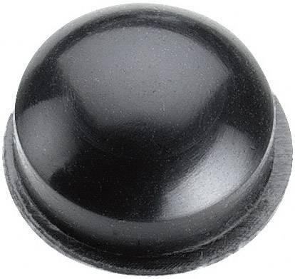 Un dôme noir rond en plastique sur une base plate.
