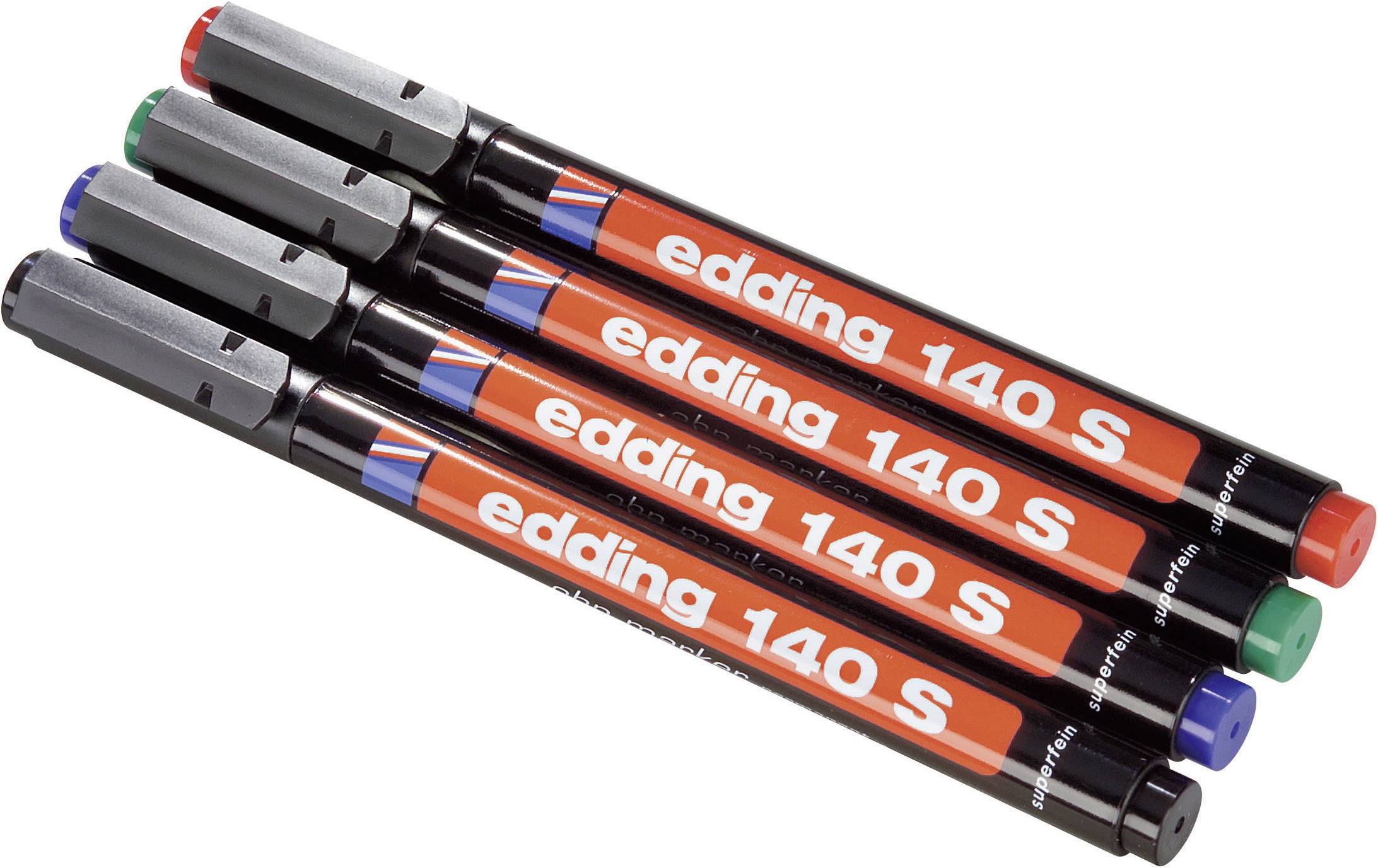 Edding 140 S 4-140-4 Marqueur permanent noir, rouge, bleu, vert résiste à l'eau: oui