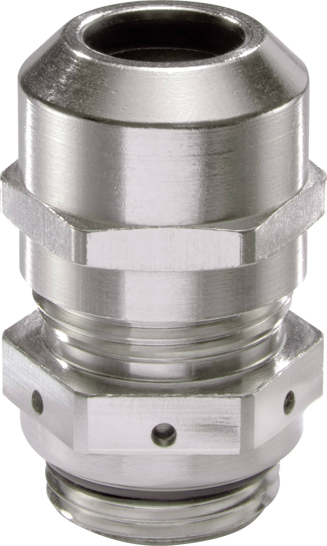 Presse-étoupe métallique de forme cylindrique, adapté pour une utilisation dans les installations électriques afin de fixer les câbles de manière sécurisée.