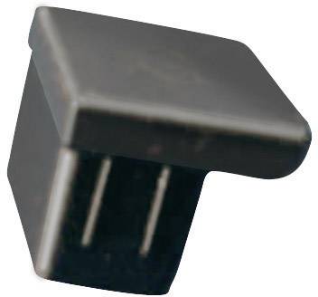 Bouchon de fermeture noir en plastique, carré avec des angles arrondis. Utilisé comme capuchon de finition pour tubes ou profilés métalliques creux.
