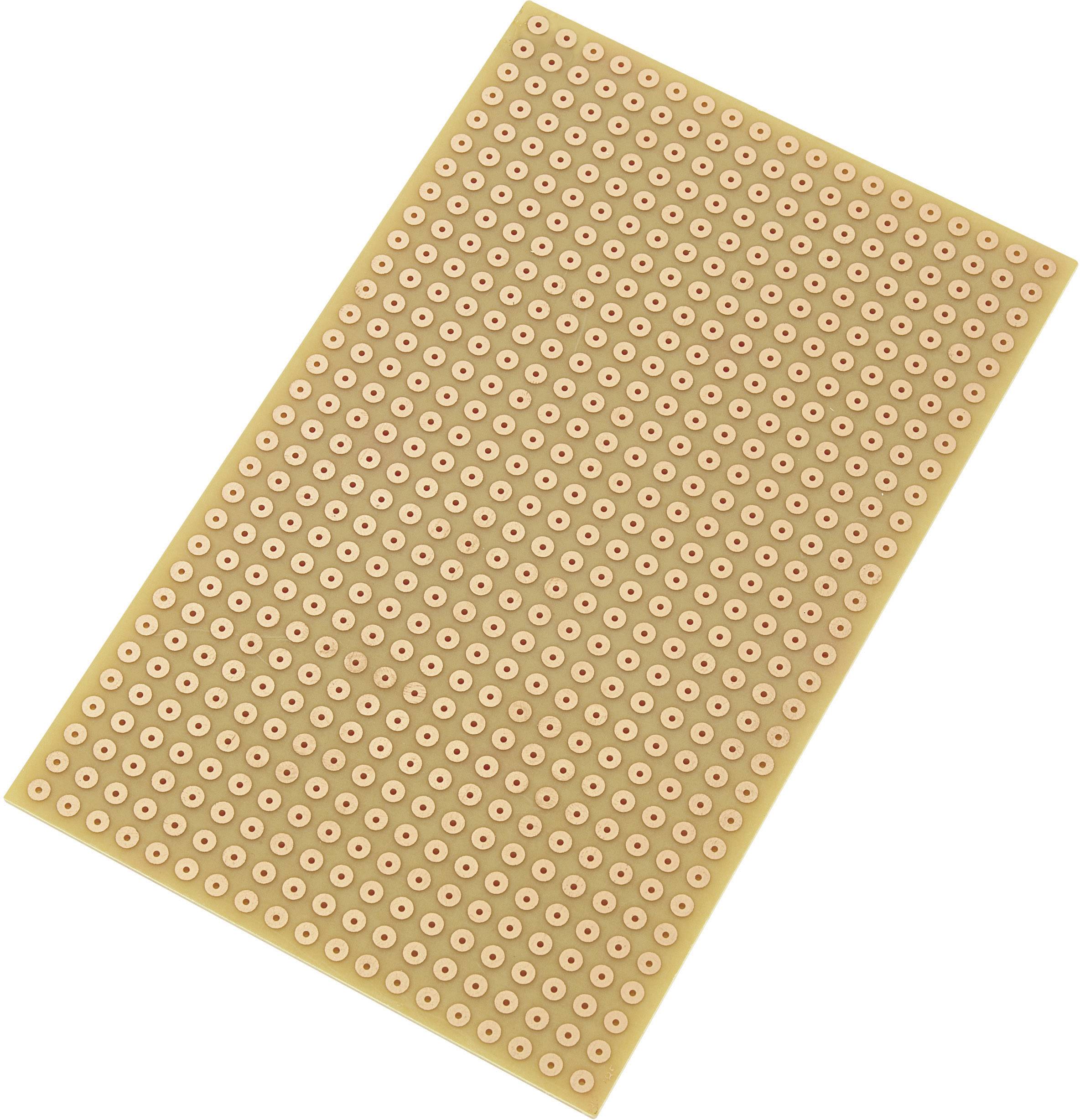 Plaque de circuit imprimé perforée avec de nombreux trous régulièrement répartis sur une plaque rectangulaire pour circuit électronique.