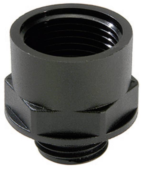 Pièce adaptateur cylindrique noire avec filetage extérieur.