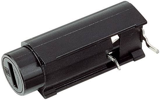 Adaptateur électrique noir avec boîtier rectangulaire et deux broches métalliques pour la fixation ou la connexion à un appareil.