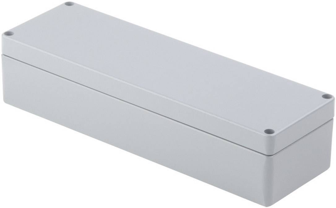 Boîtier gris, rectangulaire avec couvercle amovible, adapté aux composants électroniques.