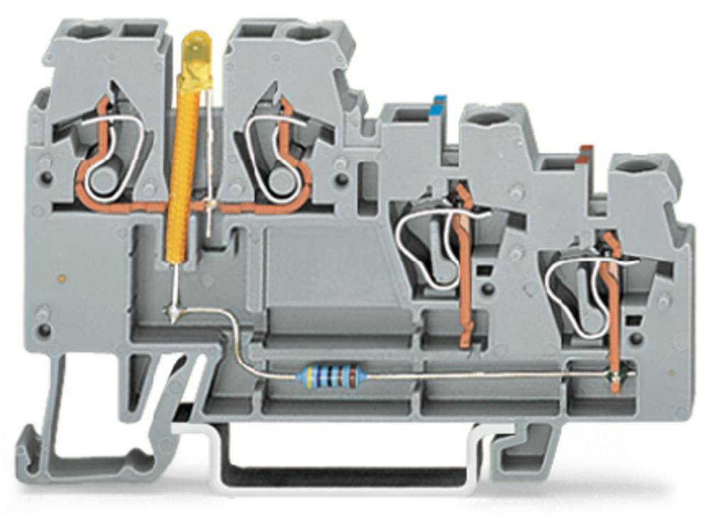 Borne pour capteur WAGO 270-560/281-507 5 mm ressort de traction Affectation: L gris 50 pc(s)