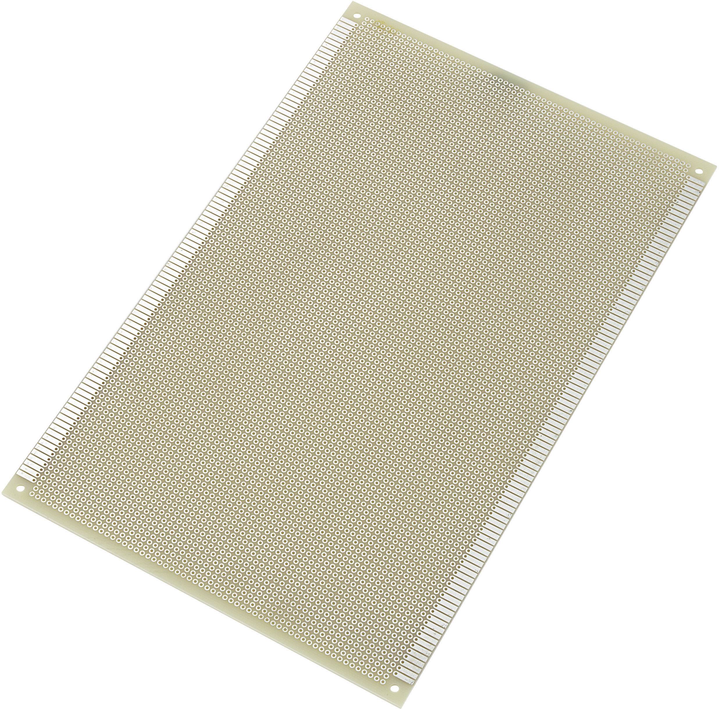 Une plaquette de prototypage rectangulaire avec de nombreux trous uniformément répartis, utilisée pour le montage de composants électroniques.