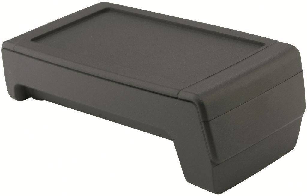 Un support de moniteur noir en plastique qui permet de positionner l'écran à une hauteur ergonomique. Adapté aux espaces de travail de bureau ou à domicile.