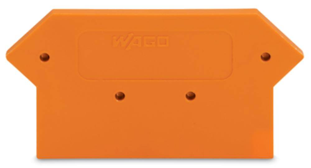 Capot de protection pour bornes électriques de WAGO, de couleur orange, de forme rectangulaire avec des coins biseautés.