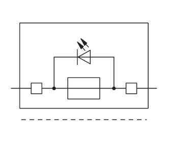 Le symbole de schéma électrique représente une diode connectée dans un circuit avec deux rectangles et des lignes.