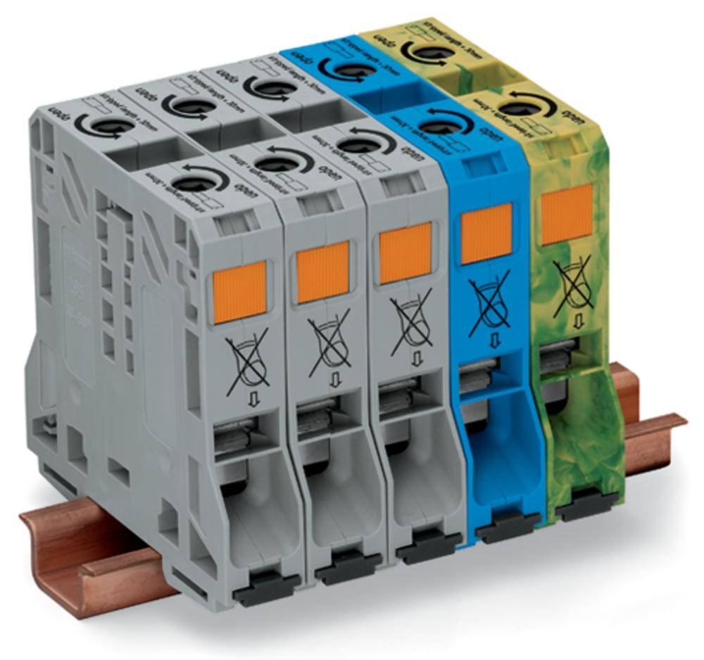 Borne pour courant triphasé WAGO 285-159 20 mm ressort de traction gris, bleu, vert, jaune 1 pc(s)