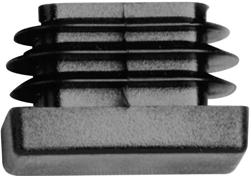 Un bouchon rectangulaire en plastique nervuré, utilisé pour couvrir les ouvertures ou les extrémités de tubes.