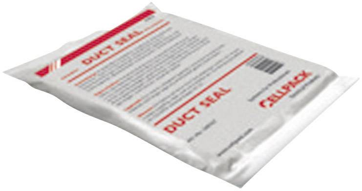 Un sac blanc portant le texte rouge 'DUCT SEAL', utilisé pour sceller les passages, est posé avec l'étiquette vers le haut.