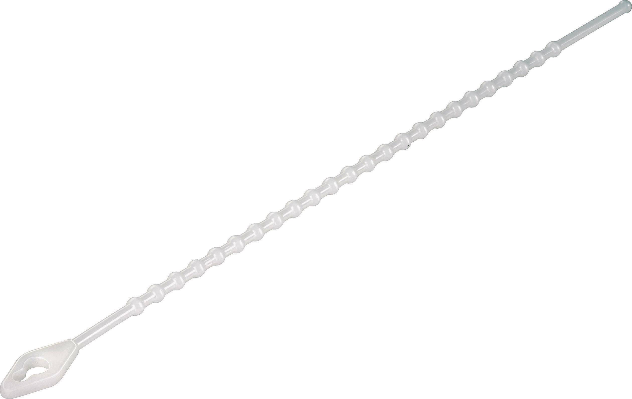 Tige en plastique avec une extrémité aplatie et une structure ondulée, souvent utilisée comme outil d'insertion médicale.