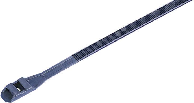 Un serre-câble en plastique bleu, utilisé pour regrouper ou attacher des câbles.