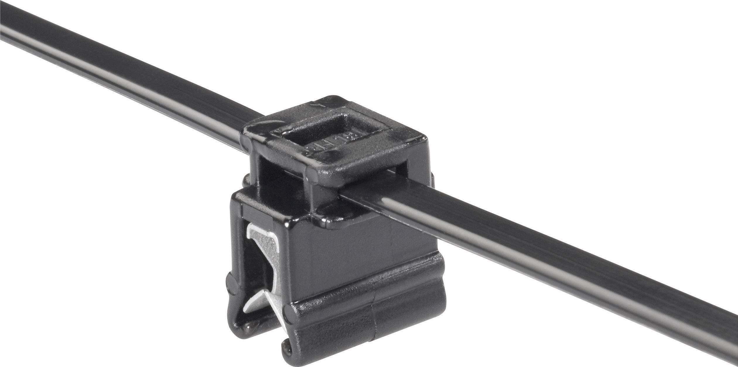 Système de support de câbles en attaches-câbles noires, maintient les câbles en toute sécurité. Adapté aux fixations dans les projets électroniques ou de bricolage.