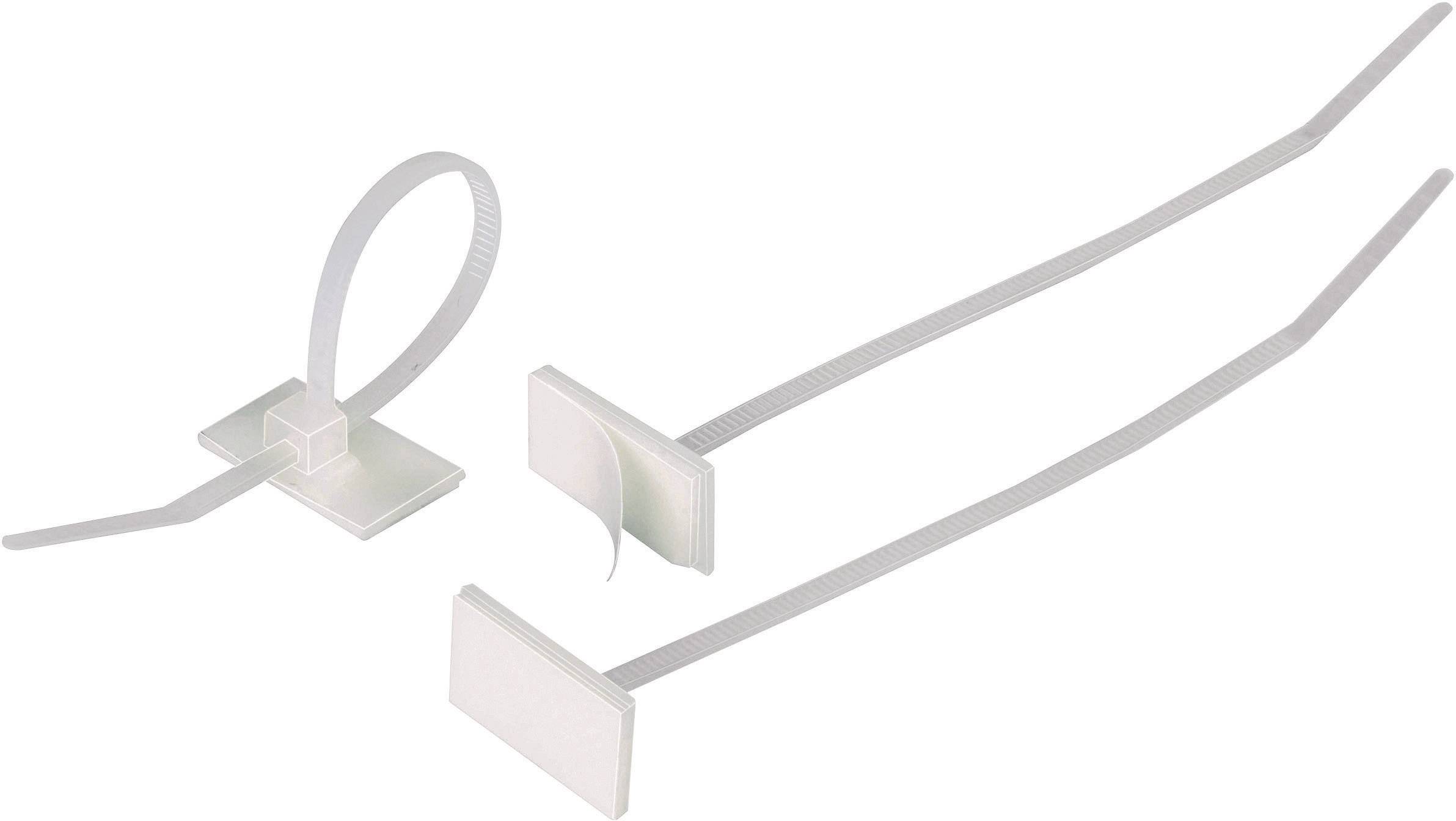 HellermannTyton 148-00001 T18RSA-PA66-NA-C1 Serre-câble 100 mm 2.50 mm naturel avec socle adhésif