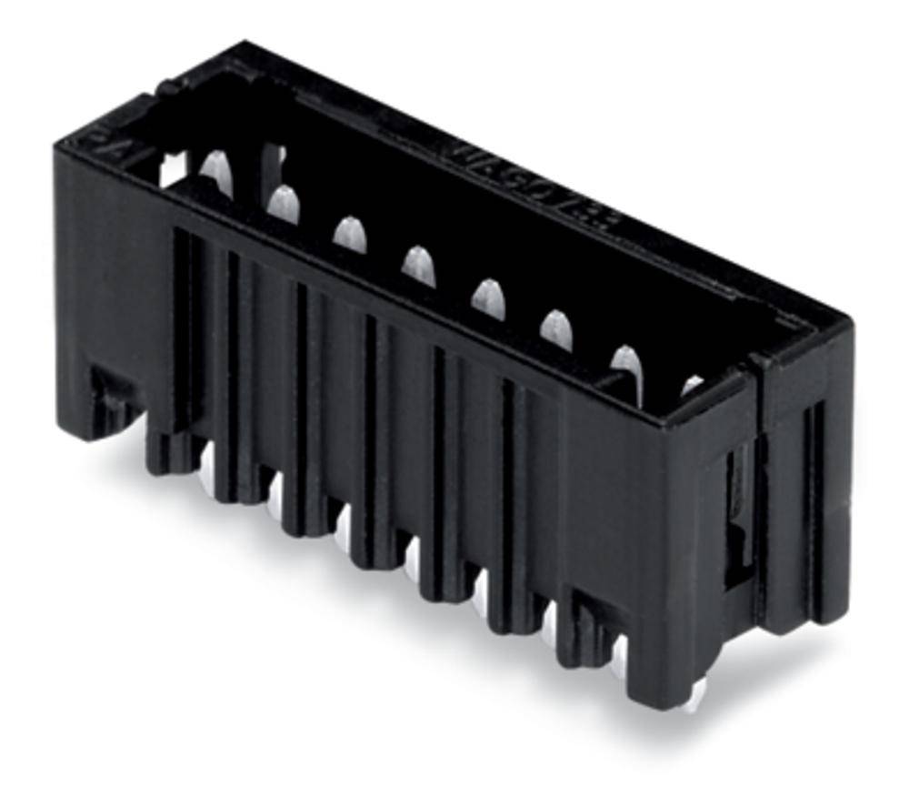 Connecteur noir en plastique à broches multiples, utilisé pour les connexions électroniques.