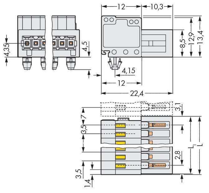 Barrette mâle (standard) série 2140 WAGO 734-302/018-000 Nbr total de pôles 2 Pas: 3.50 mm 200 pc(s)