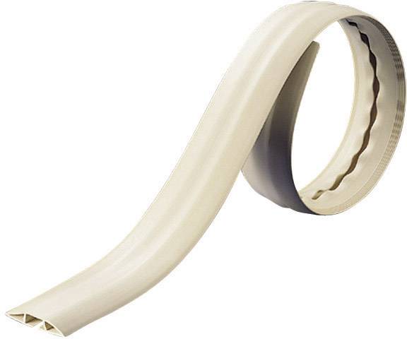 Tube long et beige à structure ondulée, enroulé. Adapté pour la gestion des câbles et la protection à l'intérieur des locaux.