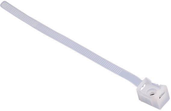 Un collier de câble blanc avec un élément de fixation intégré pour la gestion des câbles dans les installations techniques.