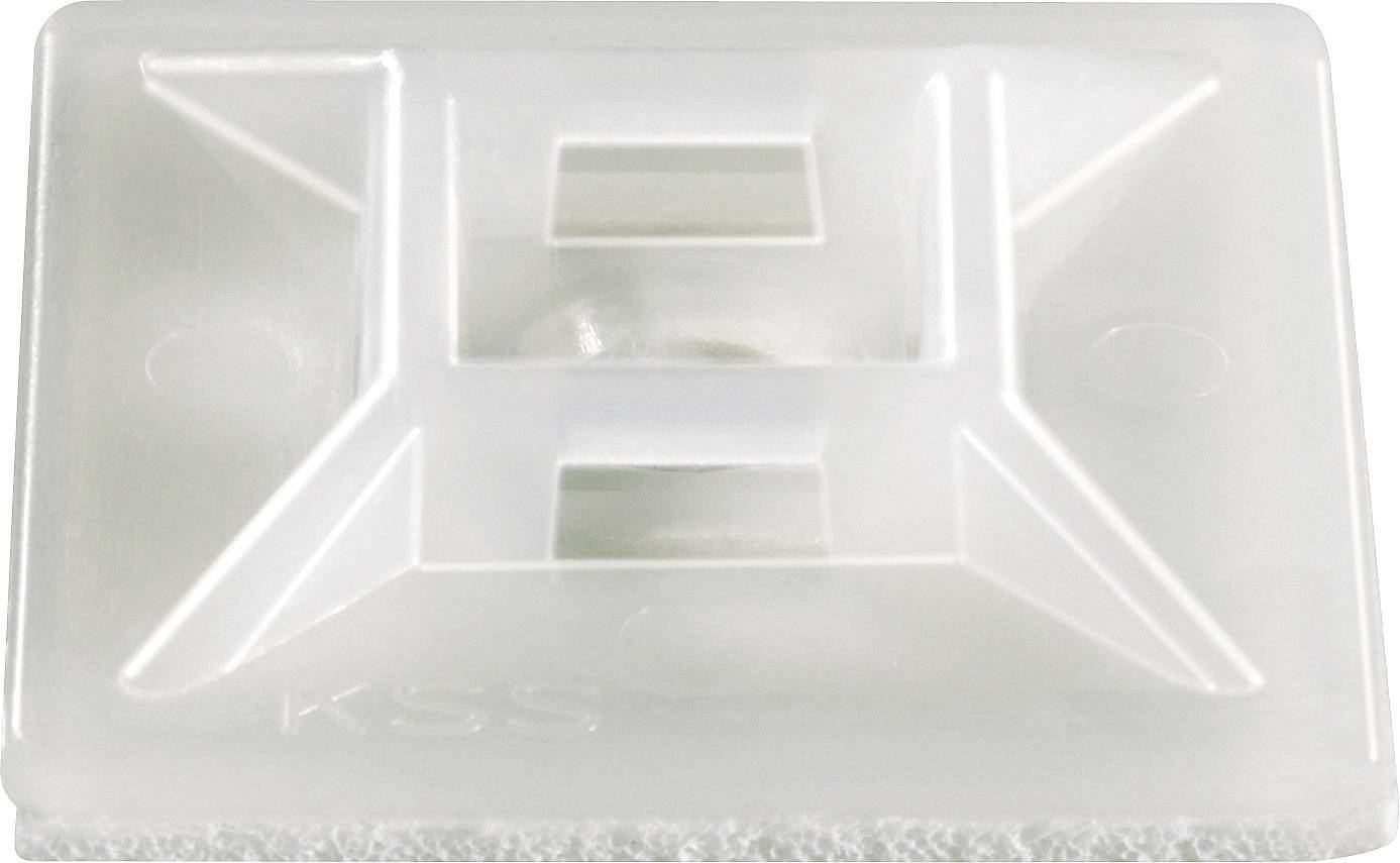 Un support de câble blanc en plastique de forme rectangulaire avec un système de fermeture en X sur le dessus.