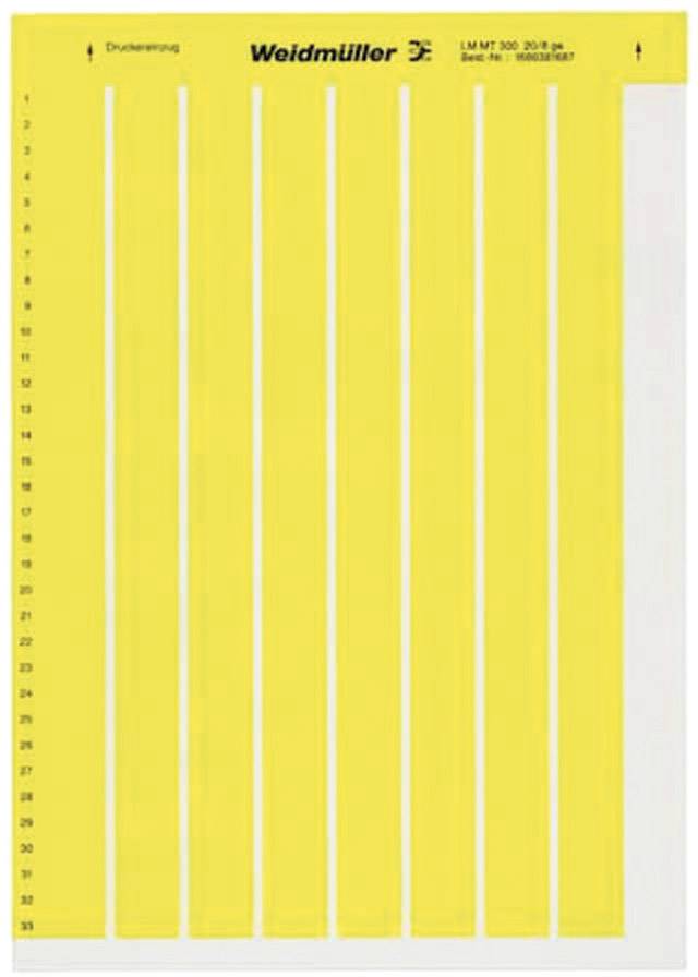 Sous-main jaune de Weidmüller avec des marquages numérotés de 19 à 40 sur le côté gauche et une bande blanche sur la droite.
