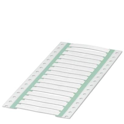 Papier en continu avec des perforations sur les bords, composé de plusieurs bandes blanches sur un fond vert, disposé en pile.
