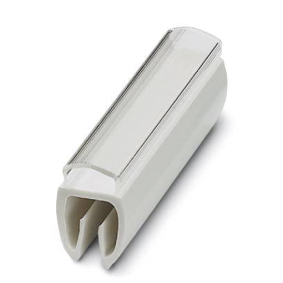 Un support de composant rectangulaire blanc en plastique avec une fente ouverte sur l'avant.